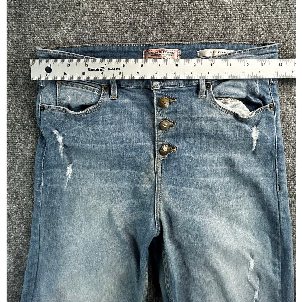 GUESS 1981 Skinny Jeans Women's US 8 Light Wash High Rise Button Fly - Picture 7 of 10